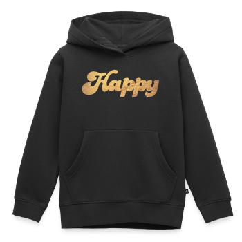 Happy Gold Squiggles Cursive Happiness Quotes - Kids Premium Organic Hoodie - black - Front - AI Model Kid Male (0cm)