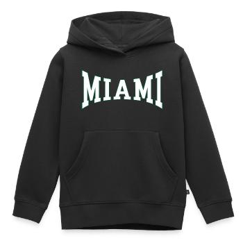 Miami - Kids Premium Organic Hoodie - black - Front - AI Model Kid Male (0cm)