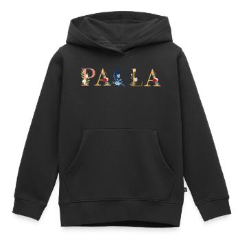 PAULA Namenskunst mit gestickten Blumen - Kinder Premium Organic Hoodie - Schwarz - Vorne - AI Model Kid Male (0cm)