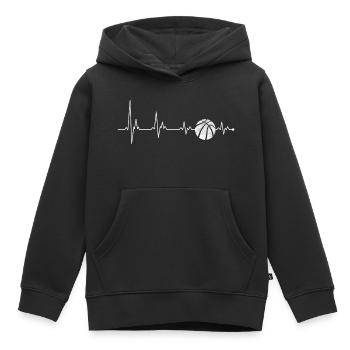 Heartbeat Pulse mit Basketball - Kinder Premium Organic Hoodie - Schwarz - Vorne - AI Model Kid Male (0cm)