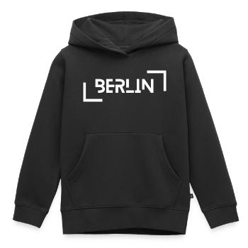 Berlin - Sweat Premium à capuche enfant bio - noir - Devant - AI Model Kid Male (0cm)