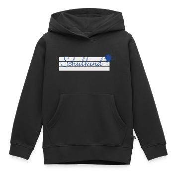 Schulkind - Tintenklecks blau auf Schreiblinien - Kinder Premium Organic Hoodie - Schwarz - Vorne - AI Model Kid Male (0cm)