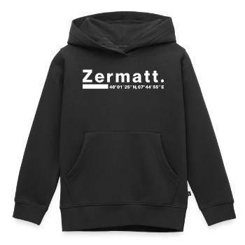 Coordonnées Zermatt Valais Suisse - Sweat Premium à capuche enfant bio - noir - Devant - AI Model Kid Male (0cm)