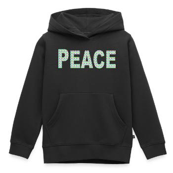 Parole de paix avec signe de paix - Sweat Premium à capuche enfant bio - noir - Devant - AI Model Kid Male (0cm)