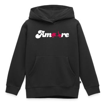 Amore Liebe Love Italien Fan Roller Schreibschrift - Kinder Premium Organic Hoodie - Schwarz - Vorne - AI Model Kid Male (0cm)