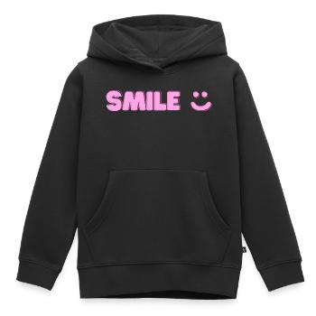 Imprimé sourire - Sweat Premium à capuche enfant bio - noir - Devant - AI Model Kid Male (0cm)
