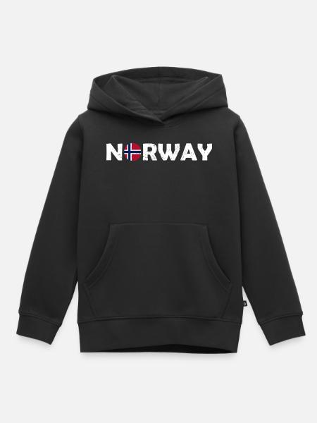 Norway Lettering with Flag - Norge - Norwegen - Kinder Premium Organic Hoodie - Schwarz