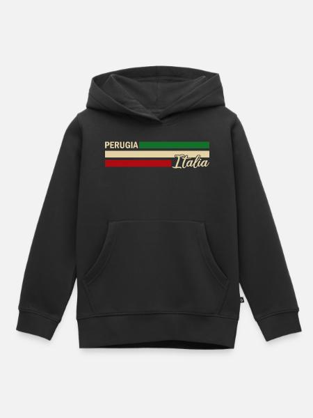 Italia - Perugia - Italien - Italy - Felpa Premium con cappuccio bambino bio - nero