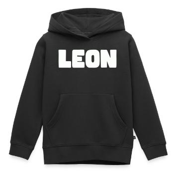 Leon Name - Kids Premium Organic Hoodie - black - Front - AI Model Kid Male (0cm)