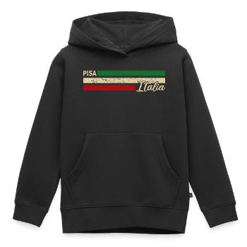 Italia - Pise - Italien - Italy - Sweat Premium à capuche enfant bio - noir - Devant - AI Model Kid Male (0cm)