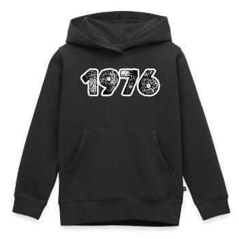 Year 1976 - Kids Premium Organic Hoodie - black - Front - AI Model Kid Male (0cm)