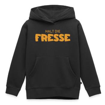 Halt die Fresse - Cooler Spruch - Kinder Premium Organic Hoodie - Schwarz - Vorne - AI Model Kid Male (0cm)
