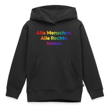 All People All Rights Always Statement - Kids Premium Organic Hoodie - black - Front - AI Model Kid Male (0cm)