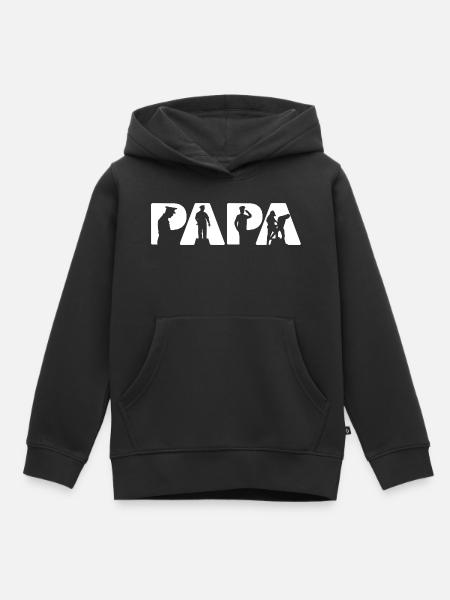 Papa Polizei Herzschlag EKG Puls Polizist Papa Beamter - Kinder Premium Organic Hoodie - Schwarz