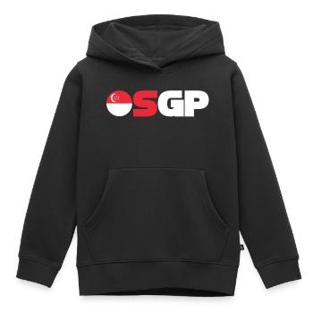 Singapour - Sweat Premium à capuche enfant bio - noir - Devant - AI Model Kid Male (0cm)