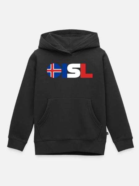 Islande - Sweat Premium à capuche enfant bio - noir