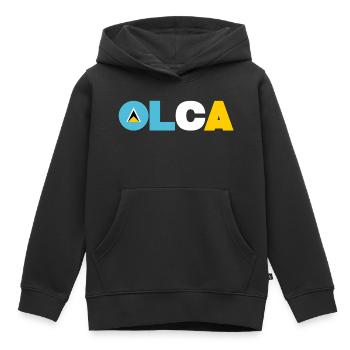 Sainte-Lucie - Sweat Premium à capuche enfant bio - noir - Devant - AI Model Kid Male (0cm)