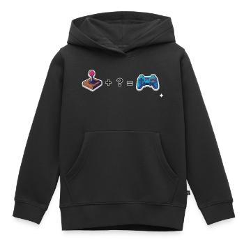 Joystick rétro rencontre manette - Sweat Premium à capuche enfant bio - noir - Devant - AI Model Kid Male (0cm)