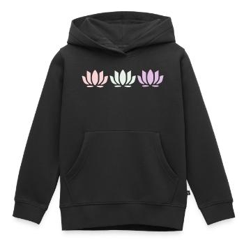Fleurs de lotus, fleurs de lotus, yoga de la fleur en fleurs pastel - Sweat Premium à capuche enfant bio - noir - Devant - AI Model Kid Male (0cm)
