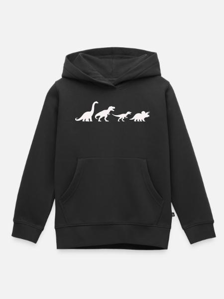 Dino silhouettes in retro style - Kids Premium Organic Hoodie - black