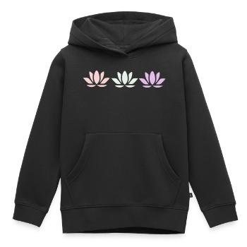 Fleur de lotus Fleur de lotus Fleur de lotus Fleur de violette Fleur de yoga - Sweat Premium à capuche enfant bio - noir - Devant - AI Model Kid Male (0cm)
