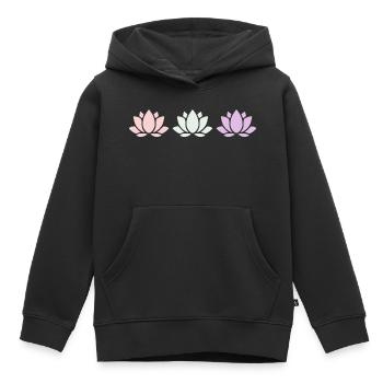 Fleur de lotus, fleur de lotus, fleur de lotus, yoga aux fleurs pastel - Sweat Premium à capuche enfant bio - noir - Devant - AI Model Kid Male (0cm)