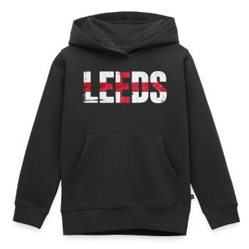 Leeds England - Kinder Premium Organic Hoodie - Schwarz - Vorne - AI Model Kid Male (0cm)