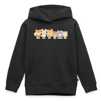 Niedliche Waldtiere Serie im Clipart-Stil - Kinder Premium Organic Hoodie - Schwarz - Vorne - AI Model Kid Male (0cm)