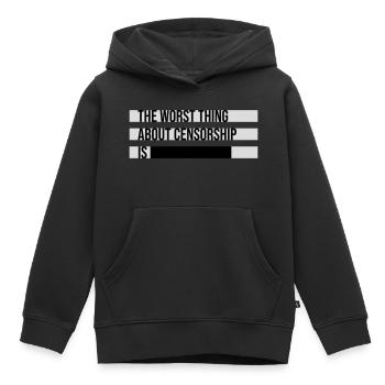 Le pire dans la censure, c’est l’ironie amusante - Sweat Premium à capuche enfant bio - noir - Devant - AI Model Kid Male (0cm)