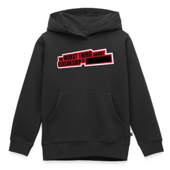 Le pire dans la censure, c’est l’ironie amusante - Sweat Premium à capuche enfant bio - noir - Devant - AI Model Kid Male (0cm)