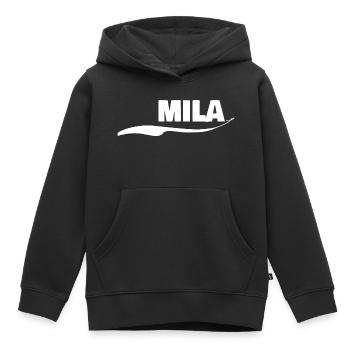 Mila en cadeau - Sweat Premium à capuche enfant bio - noir - Devant - AI Model Kid Male (0cm)