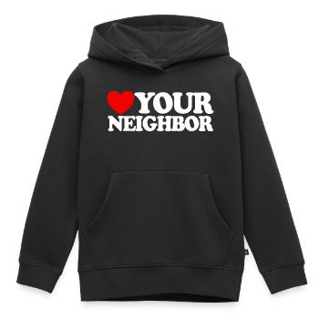 Nächstenliebe – Christlicher Glaube – Jesus - Kinder Premium Organic Hoodie - Schwarz - Vorne - AI Model Kid Male (0cm)
