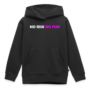No Risk - Kids Premium Organic Hoodie - black - Front - AI Model Kid Male (0cm)