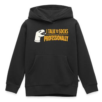 Mit Socken reden | Sockenpuppe Humor - Kinder Premium Organic Hoodie - Schwarz - Vorne - AI Model Kid Male (0cm)