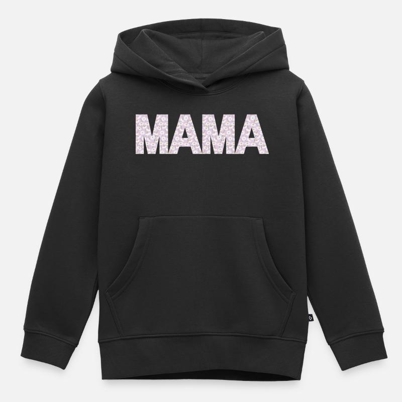 Typographie de Mom Blossoms - Sweat Premium à capuche enfant bio - noir