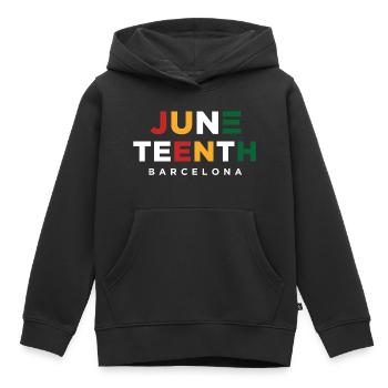 Juneteenth Barcelona Color Block - Kids Premium Organic Hoodie - black - Front - AI Model Kid Male (0cm)