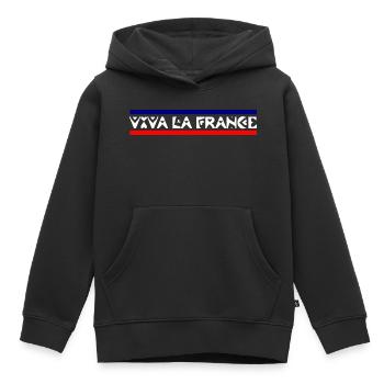France - Sweat Premium à capuche enfant bio - noir - Devant - AI Model Kid Male (0cm)