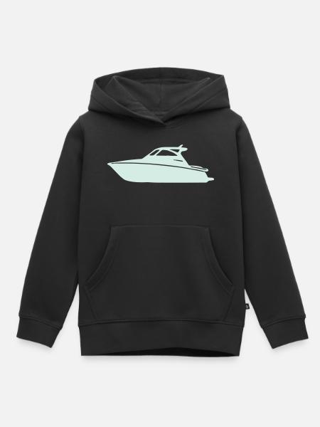 Yacht Silhouette in Pastellmint - Kinder Premium Organic Hoodie - Schwarz