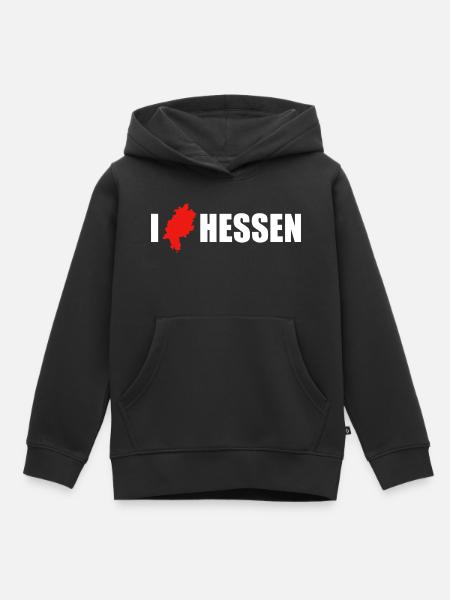 I Love Hessen - Kinder Premium Organic Hoodie - Schwarz