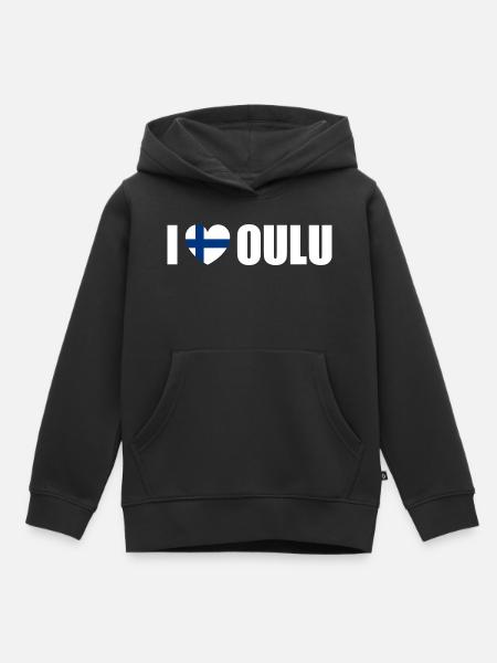 Amo Oulu Finlandia - Felpa Premium con cappuccio bambino bio - nero
