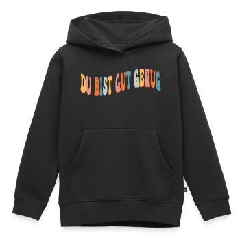 Du Bist Gut Genug - Bunte Typo - Kinder Premium Organic Hoodie - Schwarz - Vorne - AI Model Kid Male (0cm)