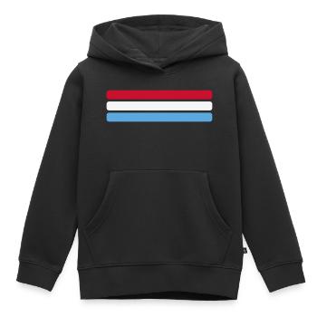 Luxemburg Flagge Minimal - Fahne Fan Streifen Desi - Kinder Premium Organic Hoodie - Schwarz - Vorne - AI Model Kid Male (0cm)