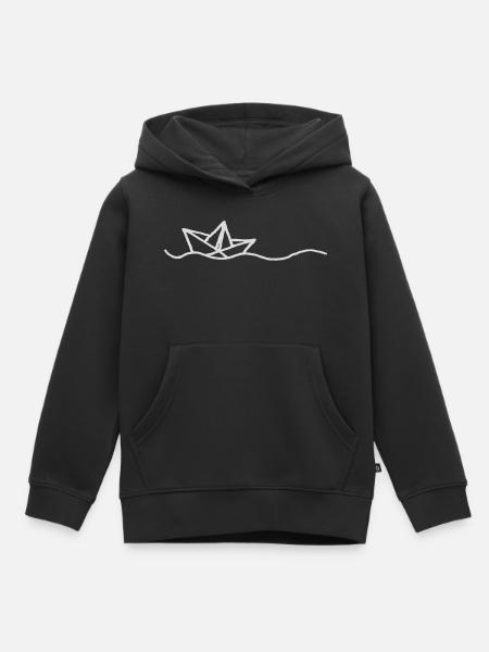 Boot Papierboot Kapitän Papierschiff - Kinder Premium Organic Hoodie - Schwarz