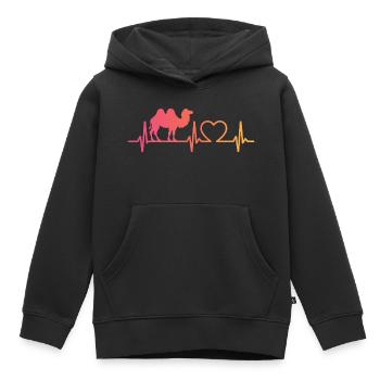 kamel herzschlag - Kinder Premium Organic Hoodie - Schwarz - Vorne - AI Model Kid Male (0cm)