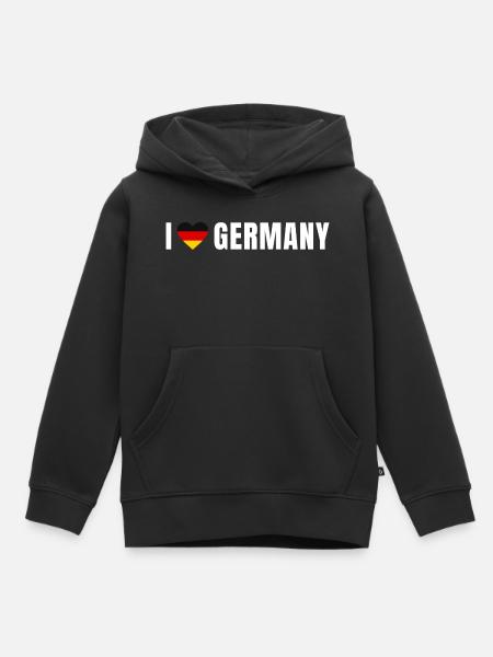 Germany Herz – Deutschland Flaggenherz - Kinder Premium Organic Hoodie - Schwarz