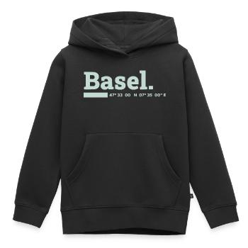 Basel Koordinaten - Kinder Premium Organic Hoodie - Schwarz - Vorne - AI Model Kid Male (0cm)