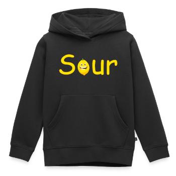 Sour lemon grinning comic - Kids Premium Organic Hoodie - black - Front - AI Model Kid Male (0cm)