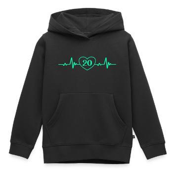 20e anniversaire Coeur 20 - Sweat Premium à capuche enfant bio - noir - Devant - AI Model Kid Male (0cm)