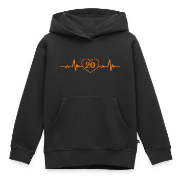 20e anniversaire Coeur 20 - Sweat Premium à capuche enfant bio - noir - Devant - AI Model Kid Male (0cm)