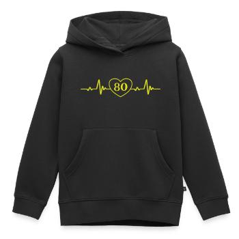 80e anniversaire Coeur 80 - Sweat Premium à capuche enfant bio - noir - Devant - AI Model Kid Male (0cm)